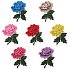 CRASPIRE 14Pcs 7 Colors Rose Flower Shape Computerized Embroidery Cloth Iron on/Sew on Patches PATC-CP0001-04-1