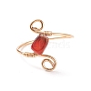 Natural Red Agate Braided Finger Ring RJEW-JR00490-5