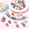 24Pcs 6 Colors Printed Opaque Acrylic Beads MACR-YW0004-77-4