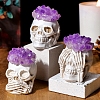 3Pcs Halloween Theme Natural Amethyst Chips Topped Skull Figurine PW-WG7246E-01-3