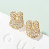 Brass Micro Pave Cubic Zirconia Stud Earrings EJEW-Z091-04G-U-1