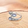 Teardrop & Dragonfly Bohemian Style Zinc Alloy with Natural Moonstone Cuff Rings for Women FS-WGB4FBF-01-2