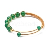 Natural Green Agate Beaded Cuff Bangle BJEW-A122-02C-2