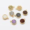 Electroplated Natural Druzy Agate Charms G-P321-04G-1