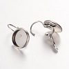 Tarnish Resistant Flat Round 304 Stainless Steel Leverback Earring Settings STAS-N075-02-1