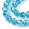 Electroplate Transparent Glass Beads Strands EGLA-N002-34C-M-4