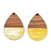 Transparent Resin & Walnut Wood Pendants RESI-N039-25H-3