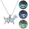 Alloy Dog Cage Pendant Necklace with Synthetic Luminaries Stone LUMI-PW0001-012P-A-2