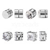 8Pcs 4 Style Clear Cubic Zirconia Flat Round Clip-on Earrings EJEW-TA0001-15-2