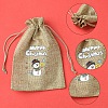 12Pcs 12 Styles Christmas Printed Burlap Packing Pouches Drawstring Bags ABAG-FS0001-03B-3