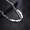 Stainless Steel 3D Cube Pearl Necklaces for Unisex RA7817-1
