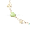 304 Stainless Steel Enamel Colorful Heart Link Anklets AJEW-AN00642-3