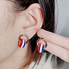 Stainless Steel Enamel Flag Element Hoop Earrings PW-WG19494-01-2