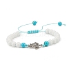 Natural Malaysia Jade & Howlite Braided Bead Bracelets Set with Alloy Tortoise BJEW-JB08065-01-1