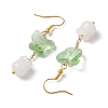 Butterfly Transparent Glass with Natural White Jade Dangle Earrings EJEW-JE05804-02-4
