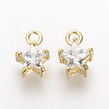 Brass Cubic Zirconia Charms KK-R015-108G-1