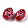 Printed & Spray Painted Opaque Glass Beads GLAA-S047-07B-A01-2