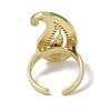 Rack Plating Brass Micro Pave Cubic Zirconia Teardrop Open Cuff Rings for Women RJEW-C088-04G-3
