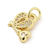 Rack Plating Brass Micro Pave Clear Cubic Zirconia Charms KK-Q814-05G-2