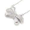 304 Stainless Steel Crystal Rhinestone Cable Chain Bowknot Pendant Necklaces for Women NJEW-C055-09P-1