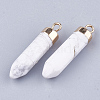 Electroplate Natural Howlite Pointed Pendants G-S344-07A-2
