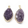 Natural Amethyst Druzy Pendants G-C002-05-4