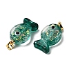 Handmade Dichroic Foil Lampwork Pendants X2-DICH-G001-01G-05-2