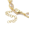 Oval Brass Pave Cubic Zirconia Link Chain Bracelets for Women BJEW-P385-02G-05-3