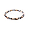 Bohemian Natural Picture Jasper & Platinum Synthetic Non-magnetic Hematite Beaded Stretch Bracelets for Women Men LS-NY1304-5-1