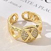 Brass Micro Pave Clear Cubic Zirconia Open Cuff Rings for Women RJEW-K289-02G-X-3