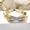 Brass Micro Pave Clear Cubic Zirconia Cuff Rings for Women RJEW-U035-06GP-2