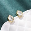 Brass Micro Pave Clear Cubic Zirconia Stud Earrings EJEW-C174-02G-G-2