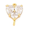 Brass Clear Cubic Zirconia Connector Charms KK-A240-19G-1