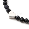 2Pcs Natural Garnet & Synthetic Blue Goldstone Round Beaded Bracelets for Men Women BJEW-JB12336-4
