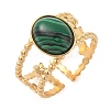 Oval Natural Malachite Finger Rings RJEW-Z057-11G-02-1