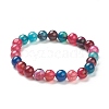 Natural Agate Beaded Stretch Bracelets BJEW-D446-C-05-2