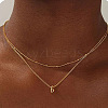 Brass Double Layer Small Letter Pendant Necklaces for Women WG025FC-06-1