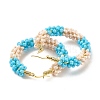 Porcelain Beaded Huggie Hoop Earrings for Women EJEW-C003-01E-RS-2