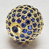 CZ Brass Micro Pave Cubic Zirconia Round Beads ZIRC-L017-8mm-09G-2