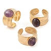 Oval Natural Amethyst Finger Rings RJEW-Z057-12G-09-4