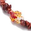 Natural Red Jasper Chips Beads Stretch Bracelets BJEW-JB11245-01-3