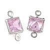 SHEGRACE Brass Pave Cubic Zirconia Square Connector Charms XGRQ2O264-440E-P-2