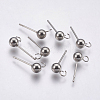 Non-Tarnish 304 Stainless Steel Ball Stud Earring Findings STAS-P196-01-1