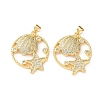 Brass Micro Pave Clear Cubic Zirconia Pendants CU-CBA03AF-07G-1