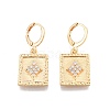 Clear Cubic Zirconia Rectangle Dangle Leverback Earrings EJEW-N012-98-2