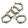 Unisex Chip Natural Flower Amazonite Beaded Stretch Bracelets BJEW-S143-26-5