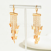 Fashionable Retro Butterfly Tassel Brass Leverback Earrings NY1870-3