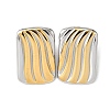 Rectangle 304 Stainless Steel Two Tone Stud Earrings EJEW-D308-10B-PG-2