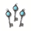 Key Brass Synthetic Turquoise Big Pendants KK-D361-01AS-31-1