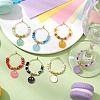 7Pcs Alloy Enamel Flat Round with Smiling Face Charms Wine Glass Charms HJEW-JM02501-2